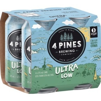 IGA 4 pines ultra low beer 4x375ml offer