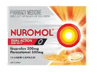 Pharmacy4Less Nuromol Dual Action Pain Relief 10 Liquid Capsules offer