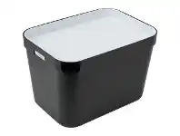 Officeworks Otto Stacking Tub 17.5 L Black with White Lid offer