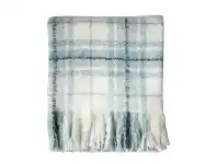 LivingStyles Lexden Check Faux Mohair Throw, Duck Egg Blue offer