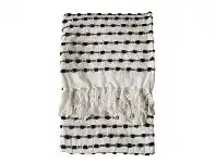 LivingStyles Etta Loop Cotton Throw, Ivory offer