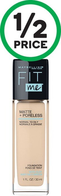 Woolworths Maybelline fit me matte & poreless foundation 30ml offer