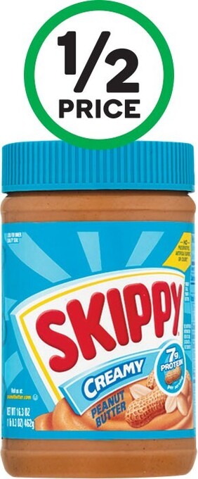Woolworths Skippy peanut butter 454-462g offer