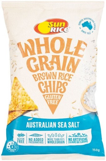 Woolworths Sunrice brown rice chips 150g – from the health food aisle offer
