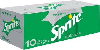 Woolworths Coca-cola, sprite or fanta soft drink can varieties or mount franklin lightly sparkling 10 x 375ml offer