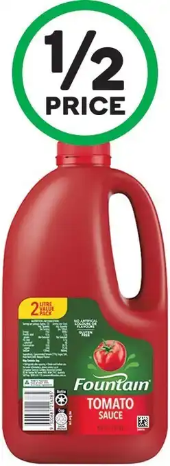 Woolworths Fountain tomato or barbecue sauce value pack 2 litre offer