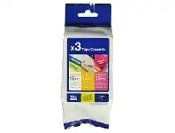 Officeworks Brother TZe-33M3 Laminated Tape 12mm x 4m Asstd Colours 3 Pk offer