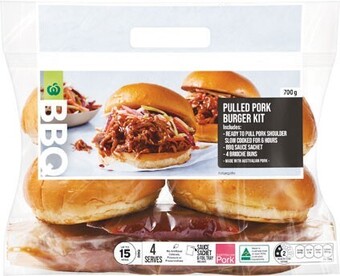 Woolworths Woolworths bbq slow cooked pulled pork burger kit 700g offer
