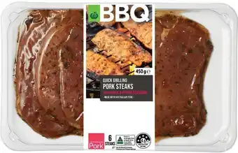 Woolworths Woolworths bbq pork grilling steaks with garlic & pepper seasoning 450g offer