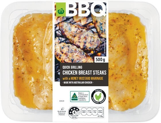 Woolworths bbq quick grilling breast steaks with a honey mustard ...