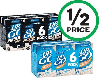 Woolworths Sanitarium up & go or up & go energize 6 x 250ml offer