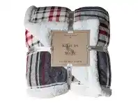 LivingStyles Kilburn & Scott Sherpa Double Sided Check Flannel Throw, Grey / Red offer