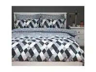 Axel Single Size Reversible Printed Quilt Cover Set - Blue
