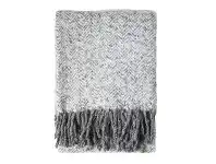 LivingStyles Lexden Herringbone Faux Mohair Throw, Grey offer