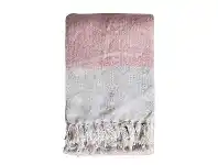 LivingStyles Lexden Tonal Faux Mohair Throw, Blush / Silver offer