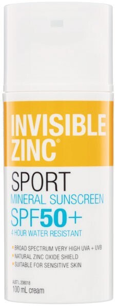 Woolworths Invisible zinc sport spf50+ mineral sunscreen cream 100ml~ offer