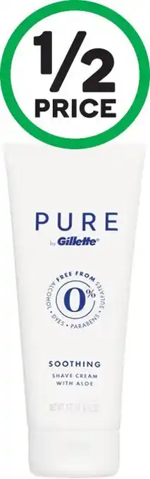 Woolworths Gillette pure shave cream 177ml offer