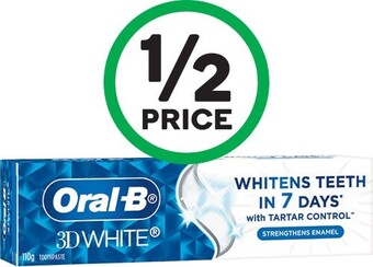 Woolworths Oral-b 3d white toothpaste 110g offer