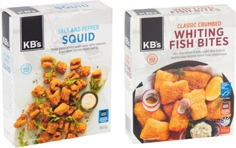 Coles Kb's salt & pepper squid 360g or whiting bites 300g offer
