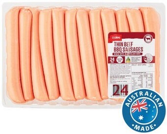 Coles Coles thin bbq beef sausages 1.8kg offer