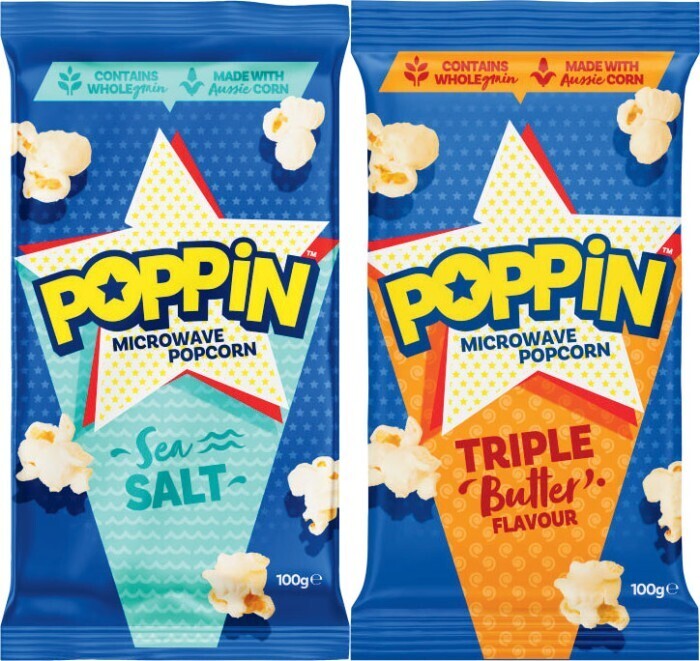 Poppin microwave popcorn 100g offer at Coles