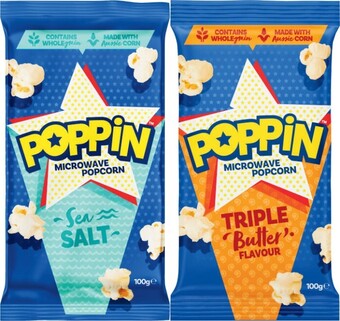 Coles Poppin microwave popcorn 100g offer