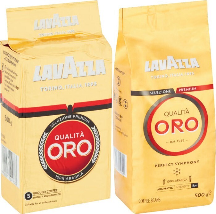 Lavazza qualita oro coffee beans or ground 500g offer at Coles