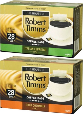 Coles Robert timms coffee bags 28 pack offer