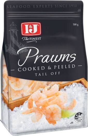 Coles I&j cooked & peeled prawns tail off 500g offer