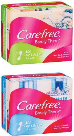 Coles Carefree barely there liners unscented or aloe 42 pack offer