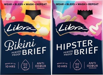 Coles Libra period proof brief bikini or hipster 1 pack offer