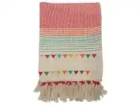Gracie Knitted Cotton Throw, Teal / Coral