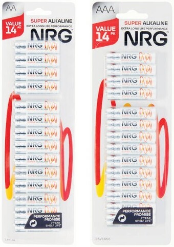 Coles Nrg batteries aa or aaa 14 pack offer