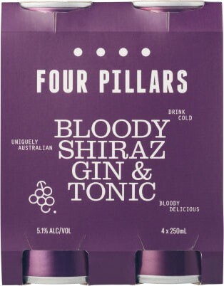 Coles Four pillars bloody shiraz gin & tonic cans 4x250ml offer