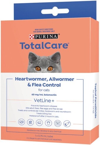 Purina total care heartwormer, allwormer & flea control cat treatment 1 pack
