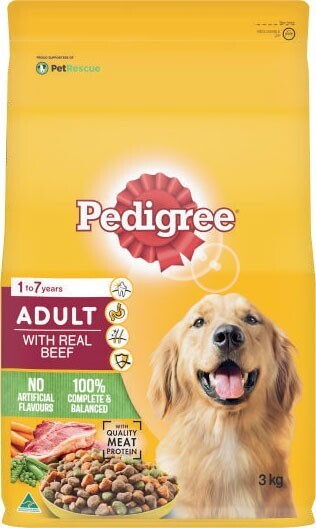 Coles Pedigree dry dog food 2.5kg-3kg offer