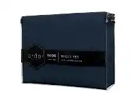 LivingStyles Ardor 1000TC Cotton Sateen Bed Sheet Set, Queen, Navy offer