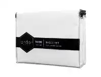 LivingStyles Ardor 1000TC Cotton Sateen Bed Sheet Set, Queen, White offer