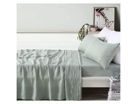 Vintage Design Homeware French Linen Sheet Set, Double, Sage