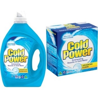 Coles Cold power laundry liquid 1.8 litre-2 litre or powder 2kg offer