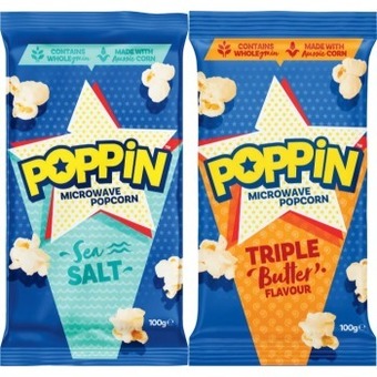 Coles Poppin microwave popcorn 100g offer