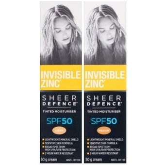 Coles Invisible zinc sheer defence tinted moisturiser spf50 50g^ offer