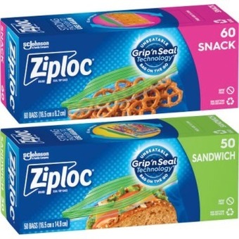 Coles Ziploc sandwich bag 50 pack or snack bag 60 pack offer