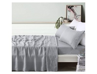 Vintage Design Homeware French Linen Sheet Set, Super King, Dove Grey