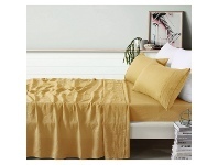 LivingStyles Vintage Design Homeware French Linen Sheet Set, Double, Ochre offer