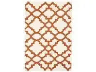 LivingStyles Nomad Trellis Flat Woven Wool Rug, 225x155cm, Ivory / Orange offer