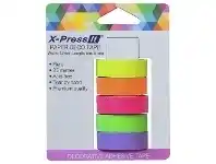 Officeworks Xpress X-Press It Deco Tape Roll Fluoro 12mm x 5m 5 Pack offer