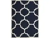 LivingStyles Nomad Hand Knotted Weave Moroccan Design Woolen Rug in Navy - 280x190cm offer