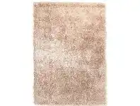 Orlando Metallic Noodle Hand Tufted Shag Rug, 225x155cm, Champagne
