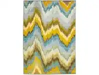 LivingStyles Kal Ikat Egyptian Made Modern Designer Rug, 330x240cm, Blue / Yellow offer